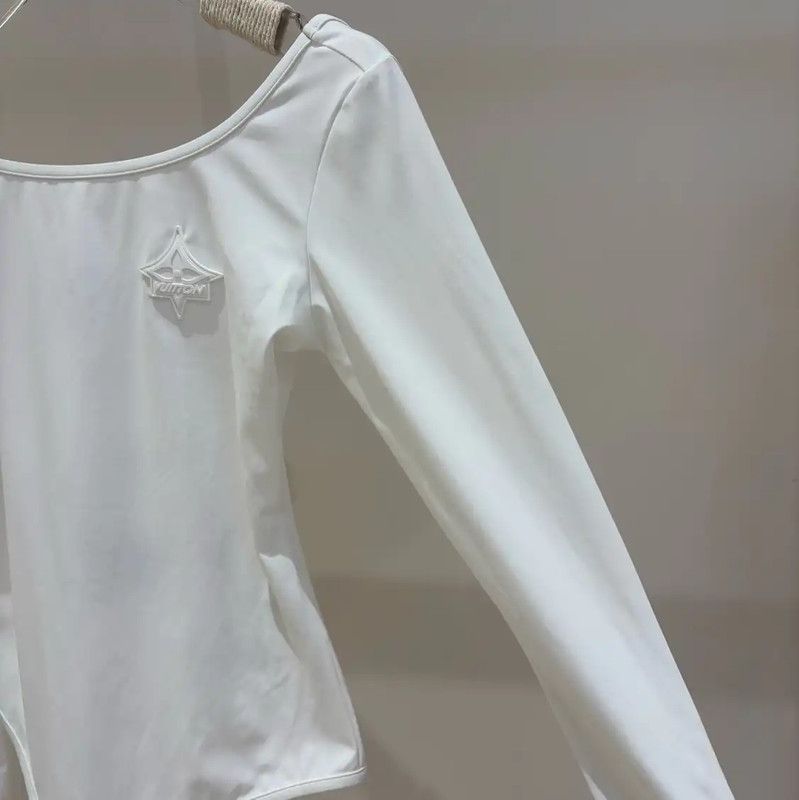 Louis Vuitton Louis Vuitton White Long Sleeve Bodysuit for Women 0089 Size S / US 4 / IT 40 - 4 Thumbnail