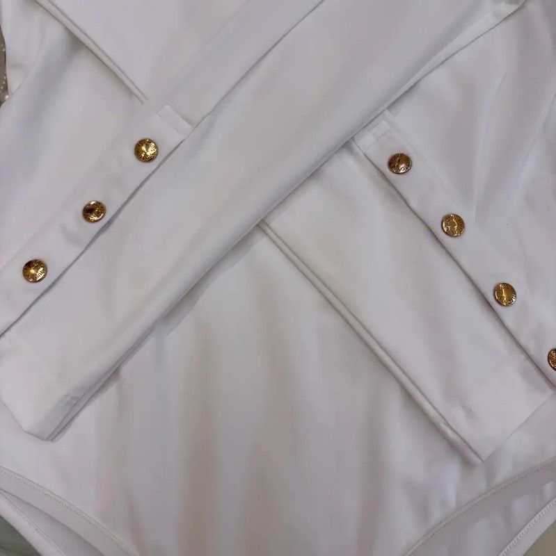 Louis Vuitton Louis Vuitton White Long Sleeve Bodysuit for Women 0089 Size S / US 4 / IT 40 - 6 Thumbnail