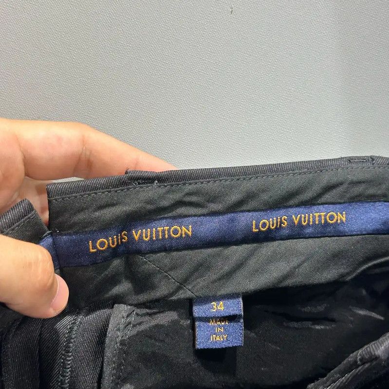 Louis Vuitton Louis Vuitton Black Cotton Casual Pants for Women 0089 Size 23" - 3 Thumbnail