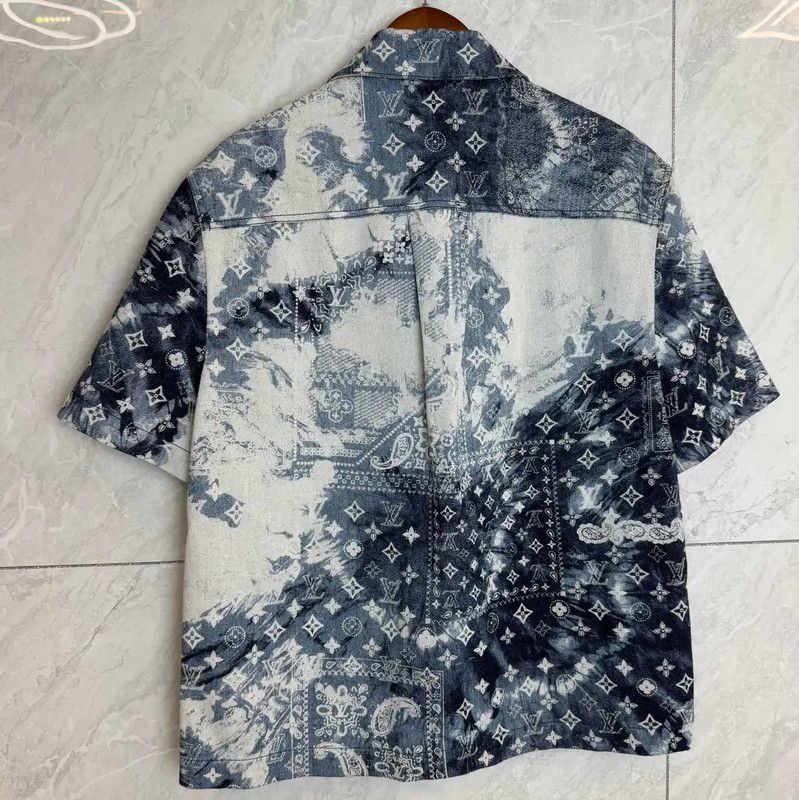 Louis Vuitton Louis Vuitton Blue Cotton Short Sleeve Shirt 0089 Size S / US 4 / IT 40 - 2 Thumbnail