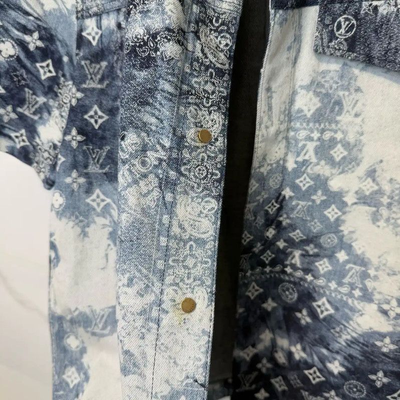 Louis Vuitton Louis Vuitton Blue Cotton Short Sleeve Shirt 0089 Size S / US 4 / IT 40 - 10 Thumbnail