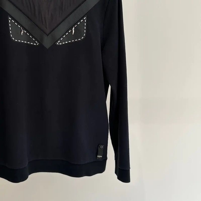 Fendi Fendi Black Cotton Monster Print Long Sleeve Sweatshirt 0089 Size US XL / EU 56 / 4 - 2 Thumbnail