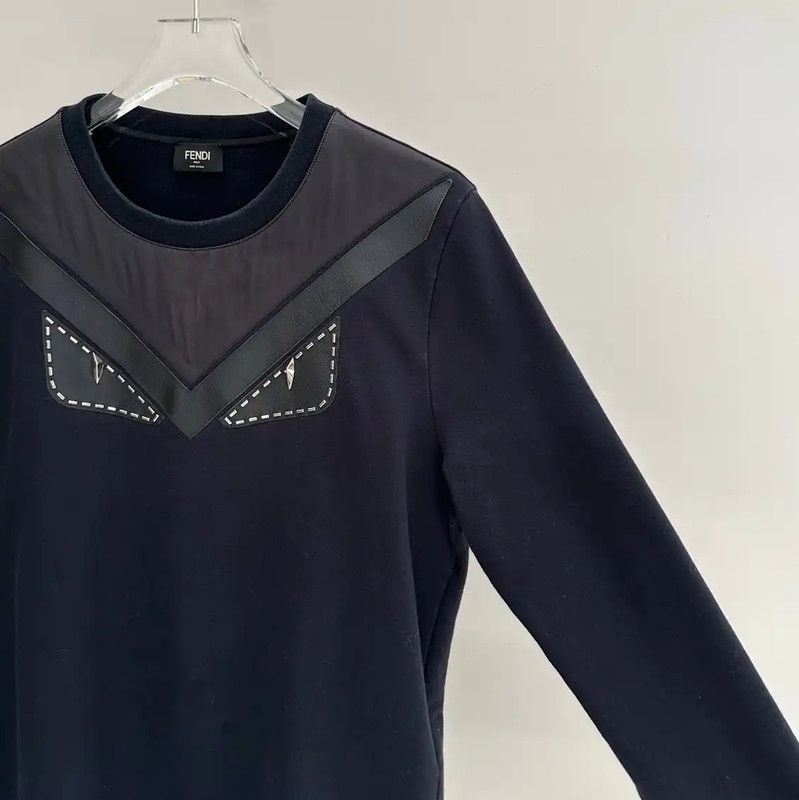 Fendi Fendi Black Cotton Monster Print Long Sleeve Sweatshirt 0089 Size US XL / EU 56 / 4 - 3 Thumbnail