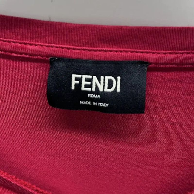 Fendi Fendi Red T-Shirt with Black Details 0089 Size US L / EU 52-54 / 3 - 3 Thumbnail