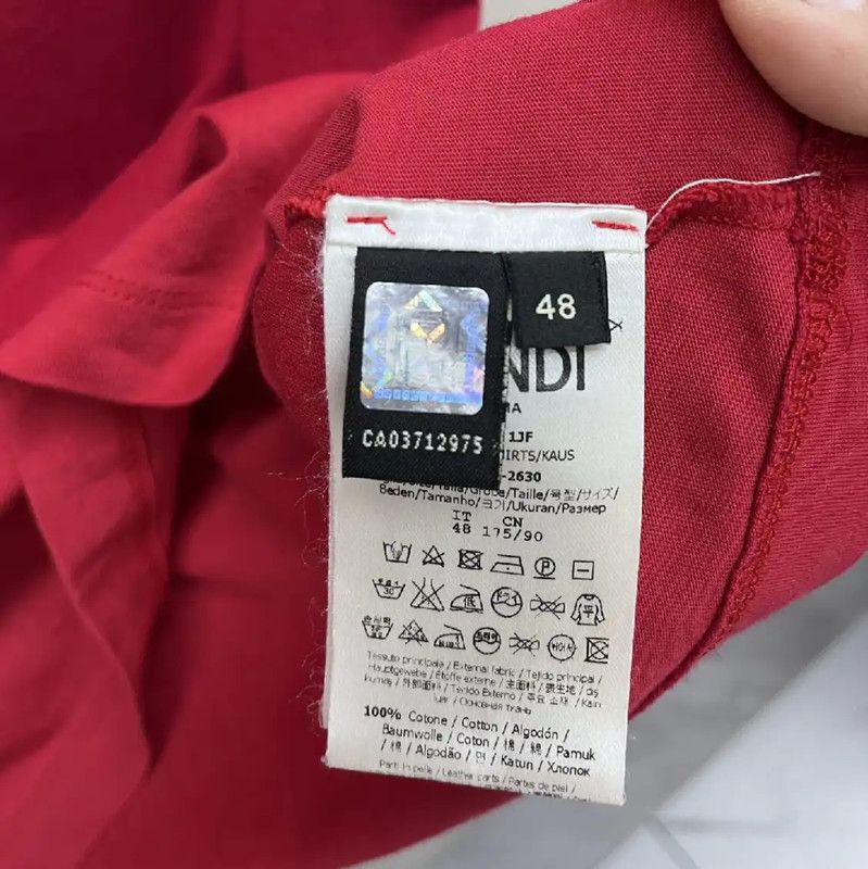 Fendi Fendi Red T-Shirt with Black Details 0089 Size US L / EU 52-54 / 3 - 4 Thumbnail