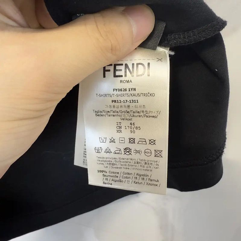 Fendi Fendi Short Sleeve Black Cotton Logo T-shirt 0089 Size US S / EU 44-46 / 1 - 4 Thumbnail