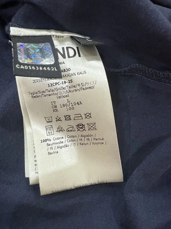 Fendi Fendi Summer Navy Cotton Men's T-shirt 0089 Size US L / EU 52-54 / 3 - 5 Thumbnail