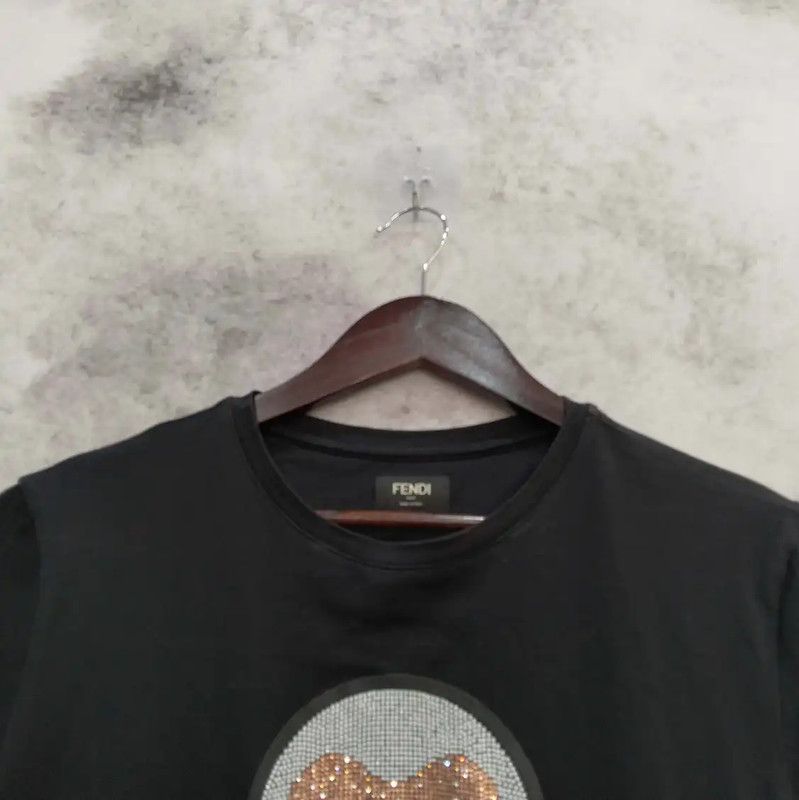 Fendi Fendi Black Cotton Short Sleeve T-Shirt 0089 Size US L / EU 52-54 / 3 - 3 Thumbnail