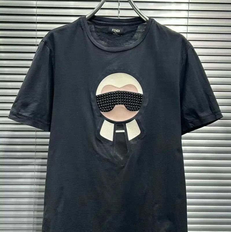 Fendi FENDI Black Short Sleeve Men's T-Shirt 0089 Size US L / EU 52-54 / 3 - 3 Thumbnail