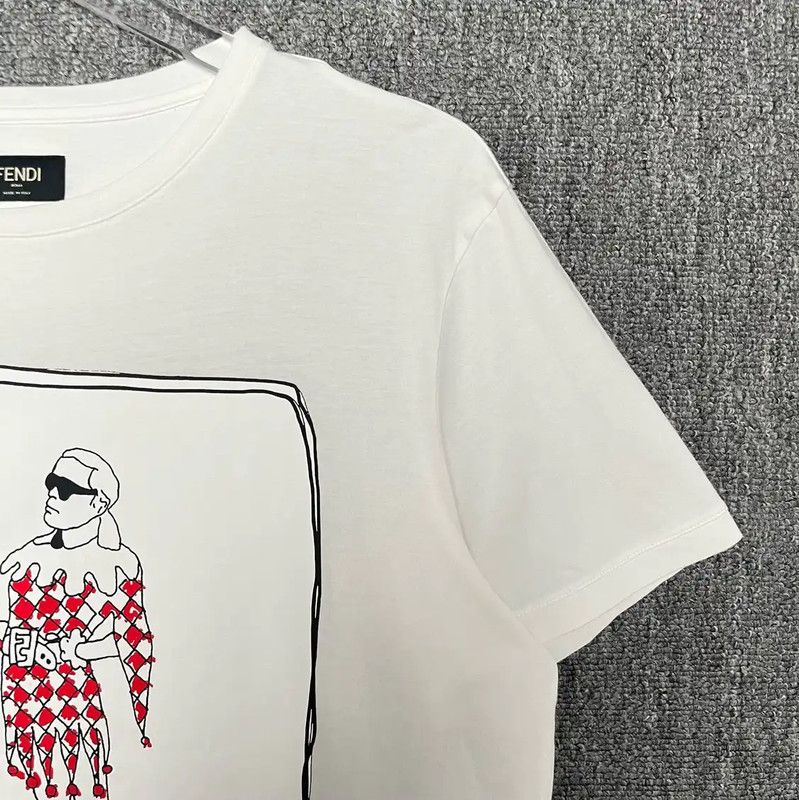 Fendi Fendi Long Sleeve White Cotton Men's T-Shirt 0089 Size US L / EU 52-54 / 3 - 3 Thumbnail