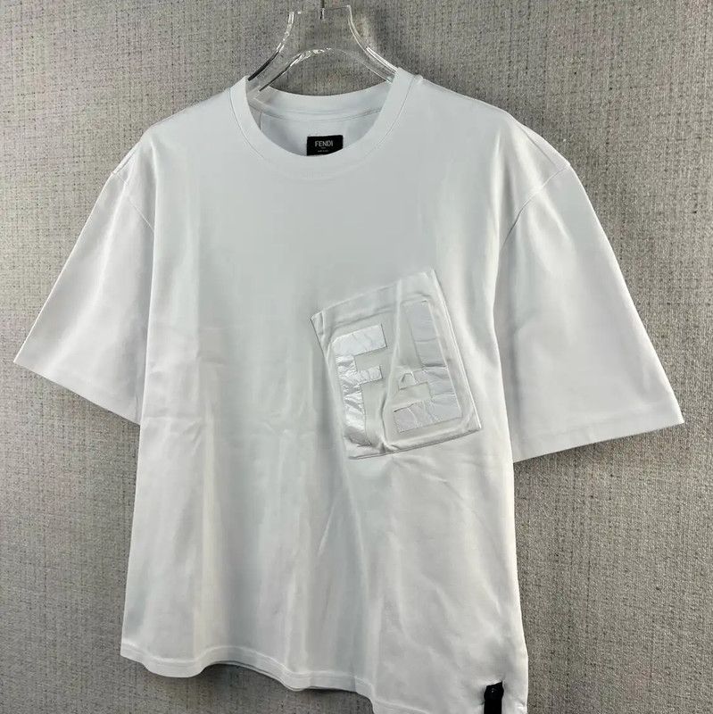 Fendi Fendi Summer White Cotton Printed T-shirt 0089 Size US M / EU 48-50 / 2 - 2 Thumbnail