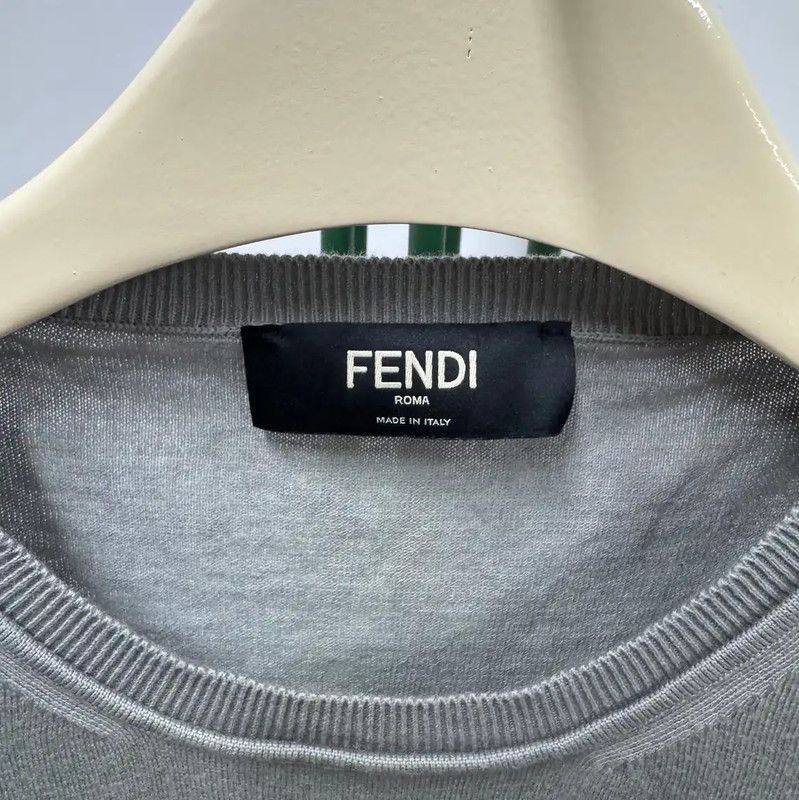 Fendi Fendi Men's Gray Cotton Long Sleeve Knit Sweatshirt 0089 Size US M / EU 48-50 / 2 - 3 Thumbnail