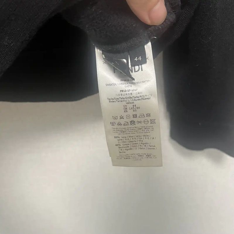 Fendi Fendi Black Wool Logo Men's Sweatshirt 0089 Size US M / EU 48-50 / 2 - 5 Thumbnail