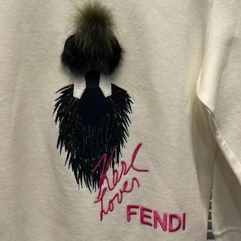 Fendi Fendi White Embroidered Long Sleeve Sweatshirt 0089 Size US XS / EU 42 / 0 - 5 Thumbnail