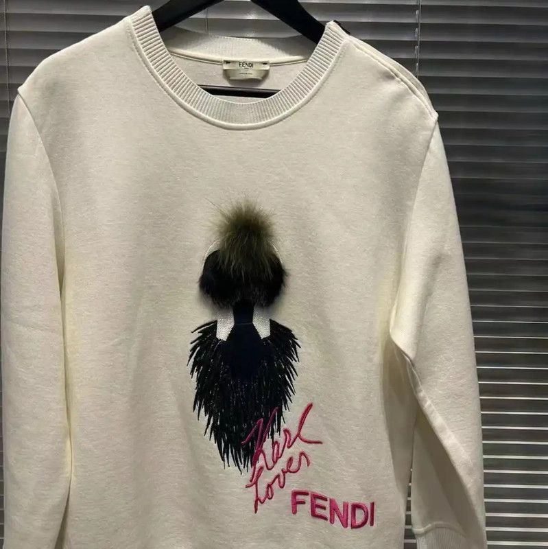 Fendi Fendi White Embroidered Long Sleeve Sweatshirt 0089 Size US XS / EU 42 / 0 - 3 Thumbnail