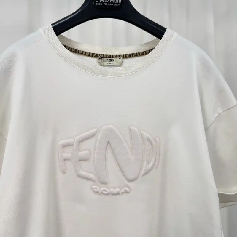 Fendi Fendi Summer White Cotton Logo T-Shirt 0089 Size US S / EU 44-46 / 1 - 3 Thumbnail