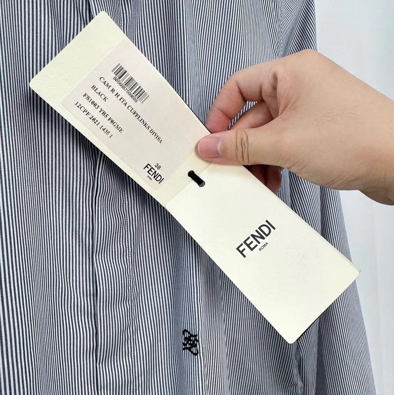 Fendi Fendi Spring Autumn Blue Gray Cotton Long Sleeve Shirt 0089 Size US S / EU 44-46 / 1 - 5 Thumbnail