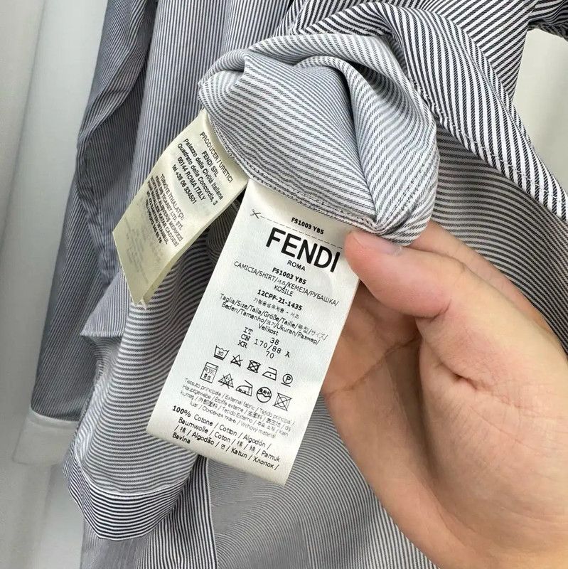 Fendi Fendi Spring Autumn Blue Gray Cotton Long Sleeve Shirt 0089 Size US S / EU 44-46 / 1 - 7 Thumbnail