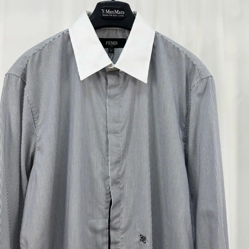 Fendi Fendi Striped Long Sleeve Cotton Shirt 0089 Size US L / EU 52-54 / 3 - 3 Thumbnail