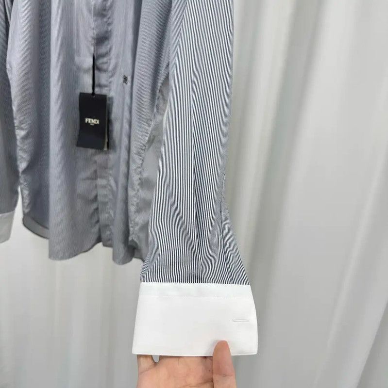 Fendi Fendi Striped Long Sleeve Cotton Shirt 0089 Size US L / EU 52-54 / 3 - 4 Thumbnail