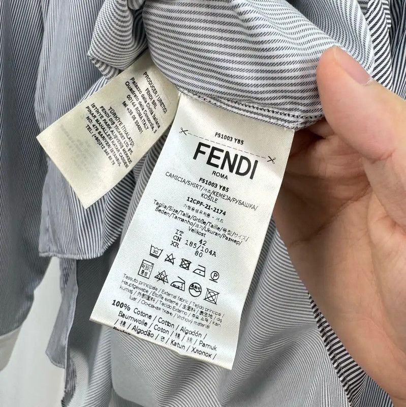 Fendi Fendi Striped Long Sleeve Cotton Shirt 0089 Size US L / EU 52-54 / 3 - 7 Thumbnail