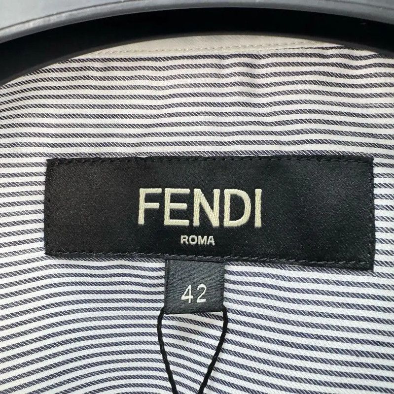 Fendi Fendi Striped Long Sleeve Cotton Shirt 0089 Size US L / EU 52-54 / 3 - 6 Thumbnail