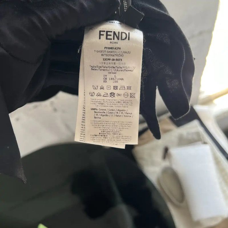 Fendi Fendi Black Cotton Men's T-Shirt 0089 Size US L / EU 52-54 / 3 - 6 Thumbnail