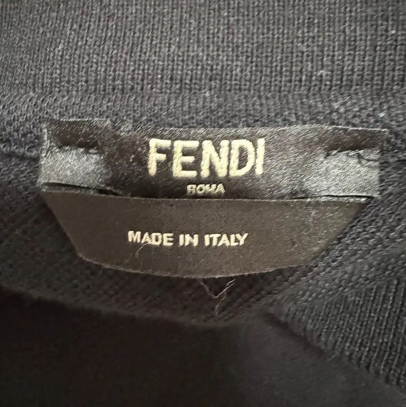 Fendi Fendi Black Cotton Logo Polo for Men 0089 Size US XL / EU 56 / 4 - 4 Thumbnail