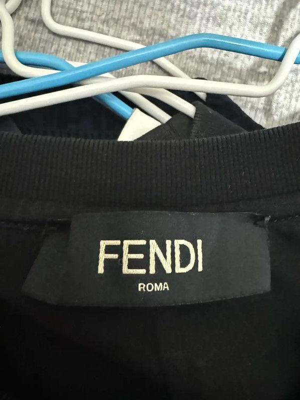 Fendi Fendi Black Cotton Embroidered Logo T-Shirt 0089 Size US S / EU 44-46 / 1 - 4 Thumbnail