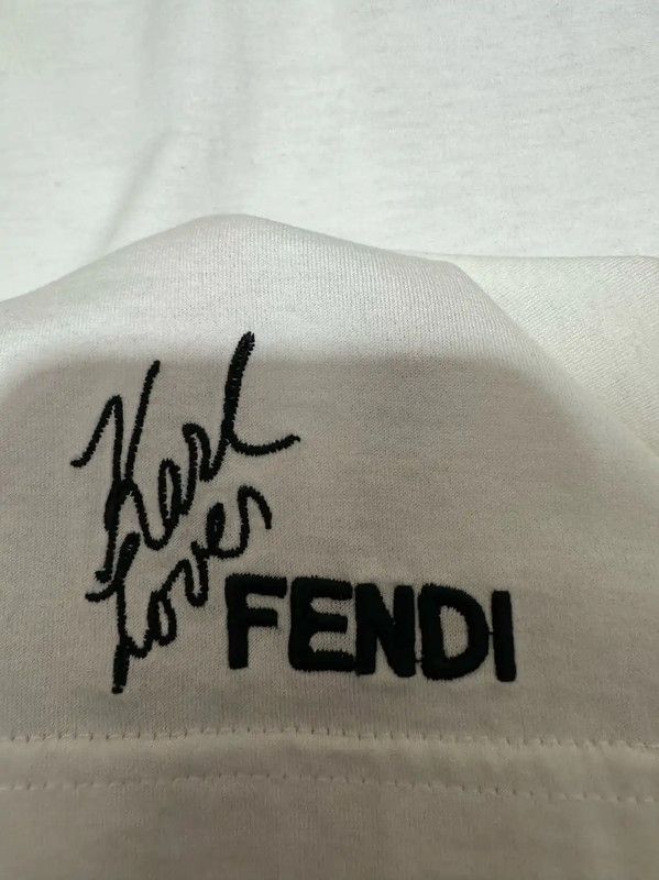 Fendi Fendi Men's White Embroidered Logo T-Shirt 0089 Size US L / EU 52-54 / 3 - 3 Thumbnail