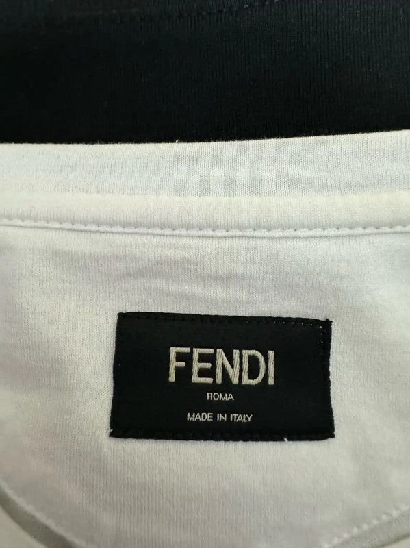 Fendi Fendi Men's White Embroidered Logo T-Shirt 0089 Size US L / EU 52-54 / 3 - 4 Thumbnail