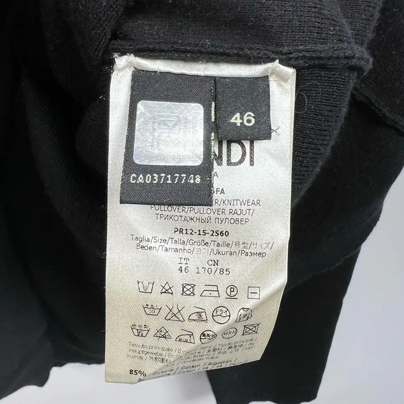 Fendi Fendi Men's Black Cotton Sweatshirt with Eye Design 0089 Size US M / EU 48-50 / 2 - 5 Thumbnail