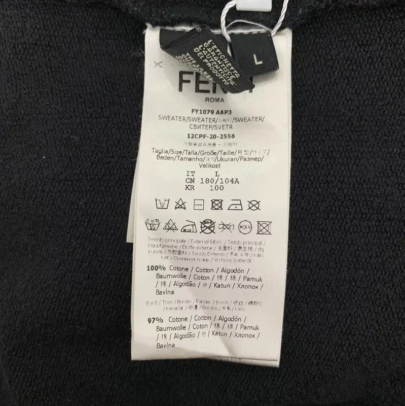 Fendi Fendi Men's Black Cotton Sweatshirt L Size 0089 Size US L / EU 52-54 / 3 - 6 Thumbnail