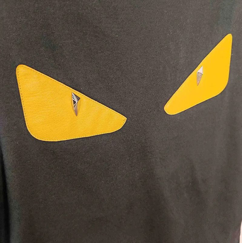 Fendi Fendi Black Cotton Men's T-Shirt with Yellow Eyes 0089 Size US M / EU 48-50 / 2 - 5 Thumbnail