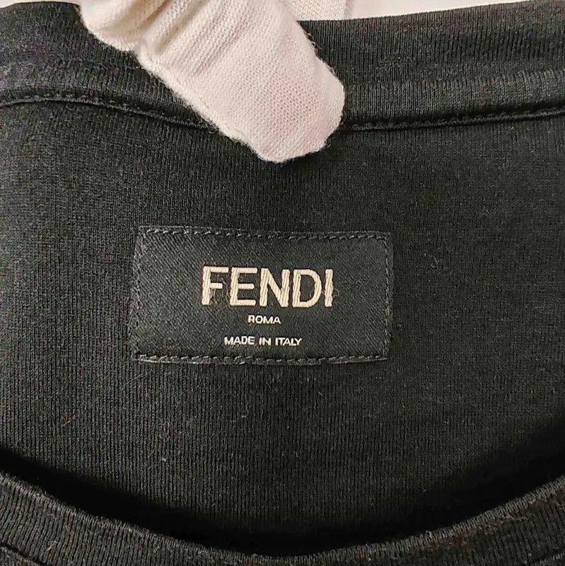 Fendi Fendi Black Cotton Men's T-Shirt with Yellow Eyes 0089 Size US M / EU 48-50 / 2 - 3 Thumbnail