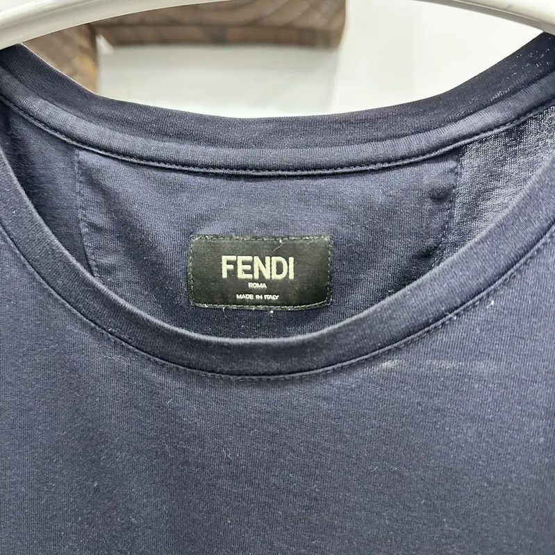 Fendi Fendi Men's Blue Cotton T-Shirt with Eyes 0089 Size US L / EU 52-54 / 3 - 3 Thumbnail