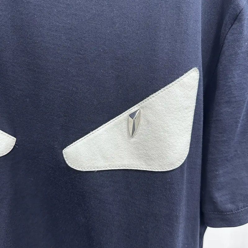 Fendi Fendi Men's Blue Cotton T-Shirt with Eyes 0089 Size US L / EU 52-54 / 3 - 4 Thumbnail