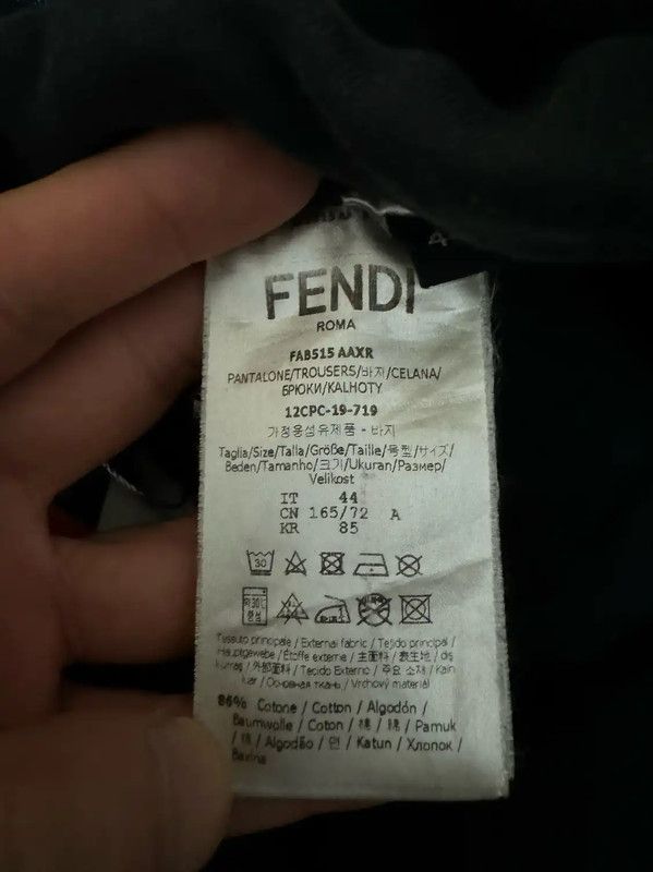 Fendi Fendi Black Cotton Logo Sweatpants for Men 0089 Size US 26 / EU 42 - 3 Thumbnail