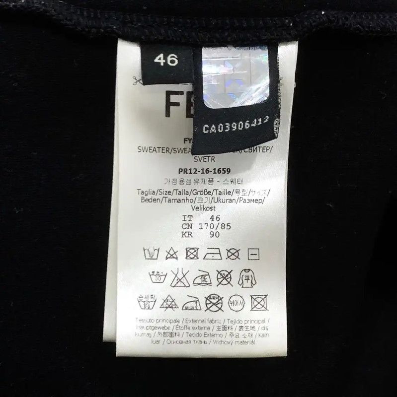 Fendi Fendi Men's Black Cotton Sweatshirt 0089 Size US S / EU 44-46 / 1 - 6 Thumbnail