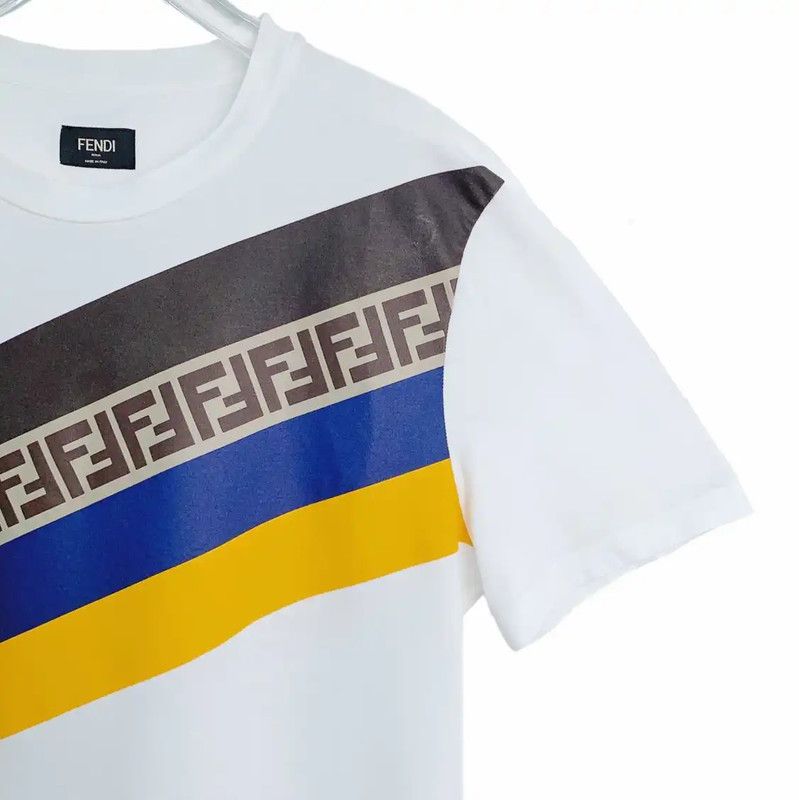 Fendi Fendi Men's Cotton T-Shirt with Bold Color Stripes 0089 Size US L / EU 52-54 / 3 - 4 Thumbnail