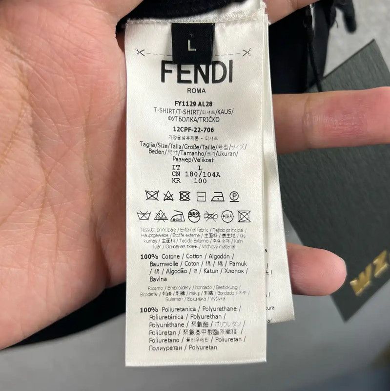 Fendi Fendi Black Cotton Logo Men's T-Shirt 0089 Size US L / EU 52-54 / 3 - 5 Thumbnail