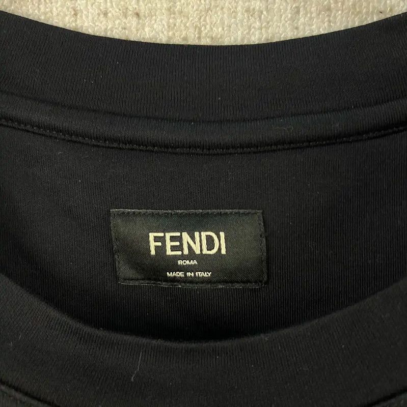 Fendi Fendi Black Cotton Logo Men's T-Shirt 0089 Size US L / EU 52-54 / 3 - 4 Thumbnail