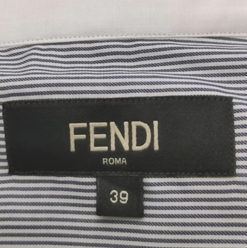 Fendi Fendi Gray Cotton Embroidered Logo Shirt 0089 Size US M / EU 48-50 / 2 - 5 Thumbnail