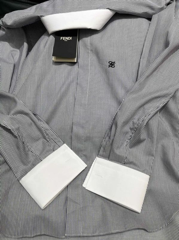 Fendi Fendi Striped Long Sleeve Cotton Shirt 0089 Size US XXL / EU 58 / 5 - 3 Thumbnail