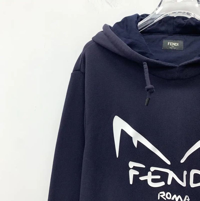 Fendi Fendi Men's Long Sleeve Logo Hoodie in Dark Blue 0089 Size US M / EU 48-50 / 2 - 3 Thumbnail