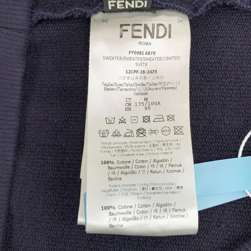 Fendi Fendi Men's Long Sleeve Logo Hoodie in Dark Blue 0089 Size US M / EU 48-50 / 2 - 7 Thumbnail