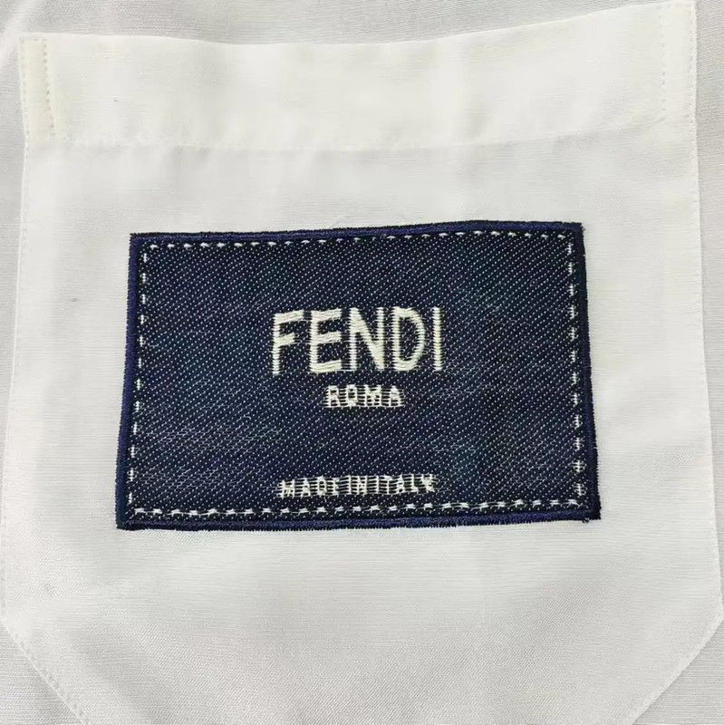 Fendi Fendi Men's Cotton Long Sleeve Shirt in White 0089 Size US M / EU 48-50 / 2 - 3 Thumbnail
