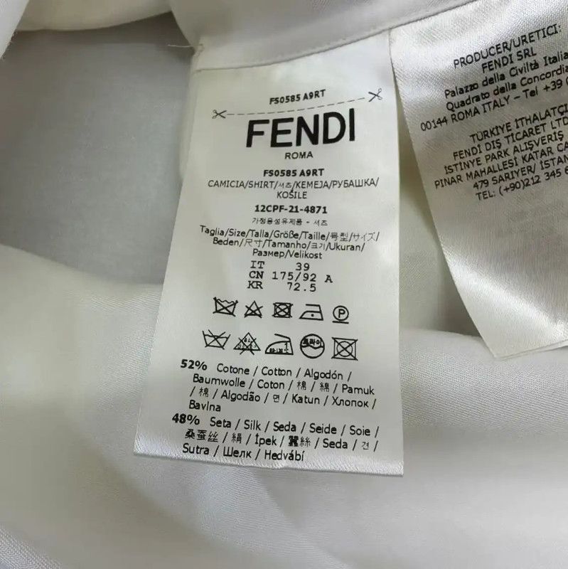 Fendi Fendi Men's Cotton Long Sleeve Shirt in White 0089 Size US M / EU 48-50 / 2 - 5 Thumbnail