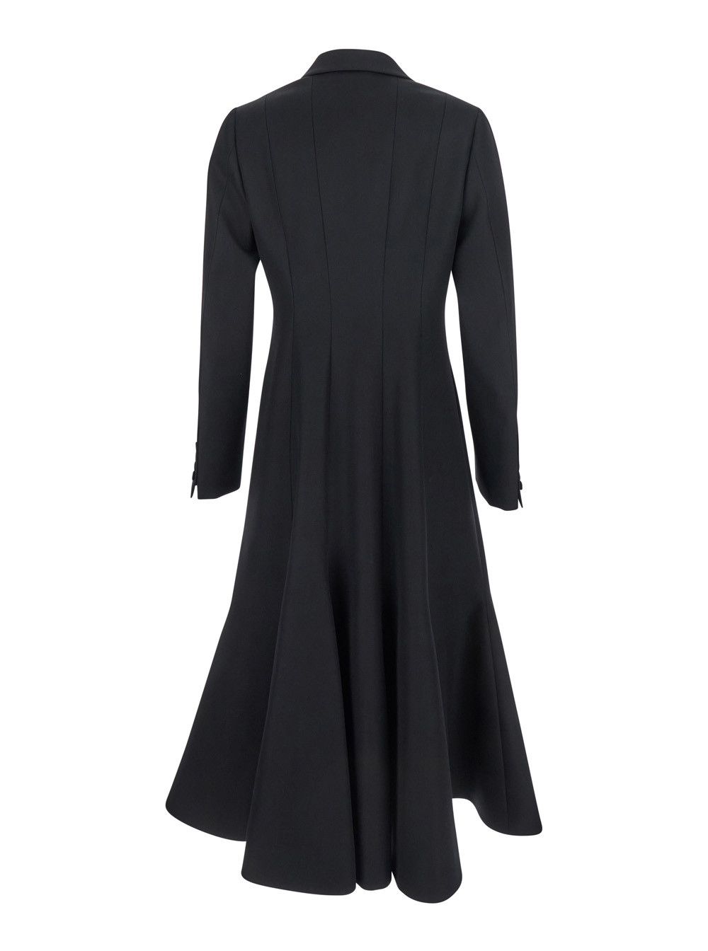 Fendi Black Flared Double-Breasted Coat with Peak Revers in Wool Woman Size M / US 6-8 / IT 42-44 - 2 Thumbnail