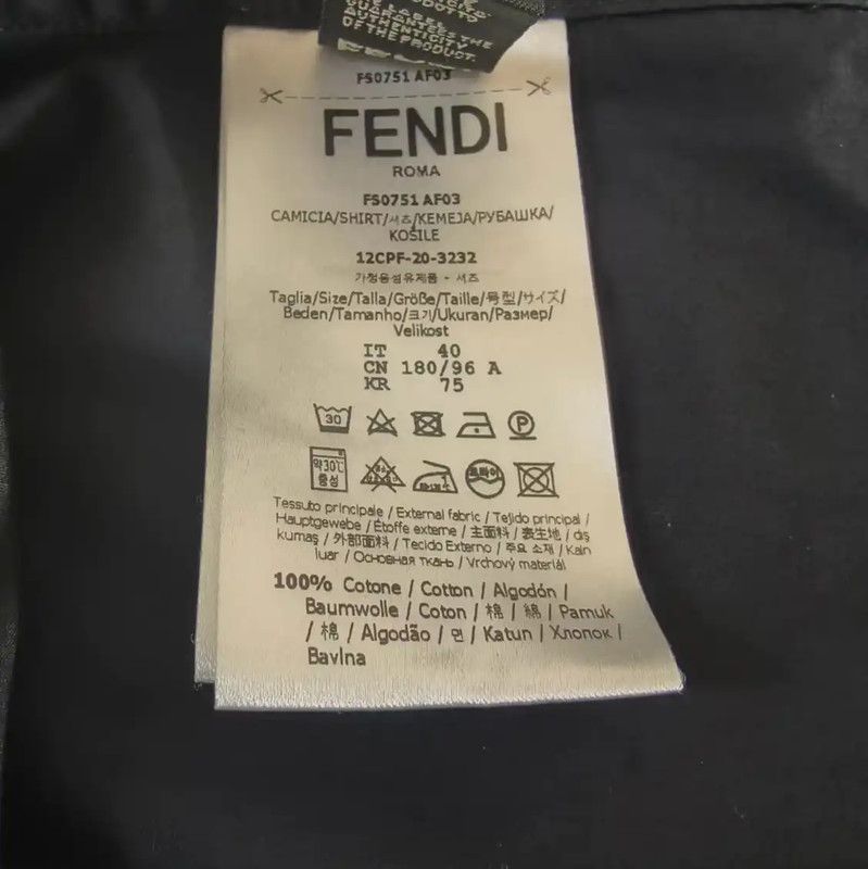 Fendi Fendi Black Cotton Long Sleeve Shirt for Men 0089 Size US L / EU 52-54 / 3 - 4 Thumbnail